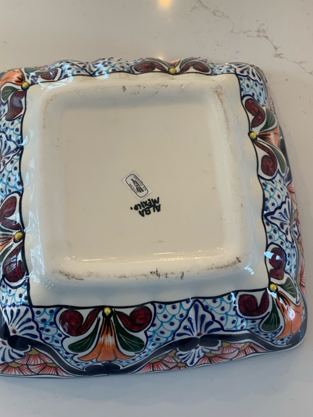 Vintage Talavera Rectangular Serving Bowl Pottery Dish Hand Crafted Mexico 12” - Picture 9 of 10